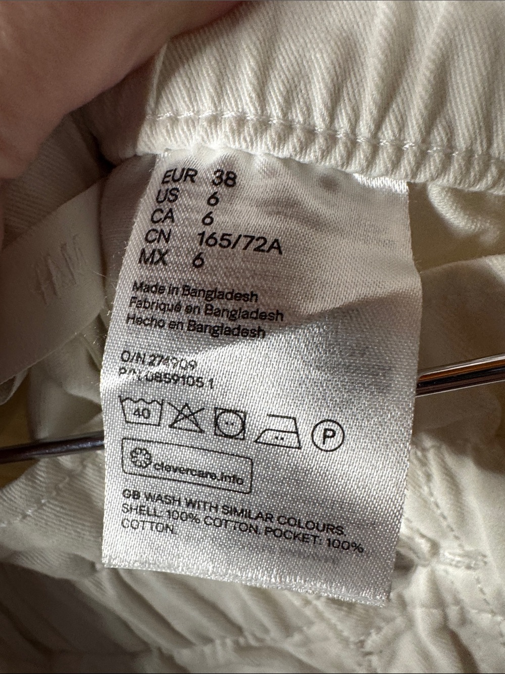 H&M White High Rise Paperbag Shorts Rolled Hem Cotton Size 6 - Picture 5 of 8